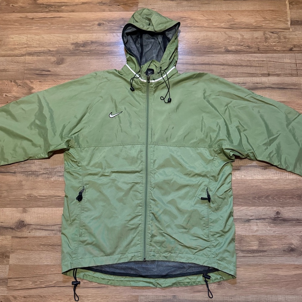 90s Nike Team Solo Swoosh Zip Up Hoodie Windbreaker Jacket - Picture 2 of 7